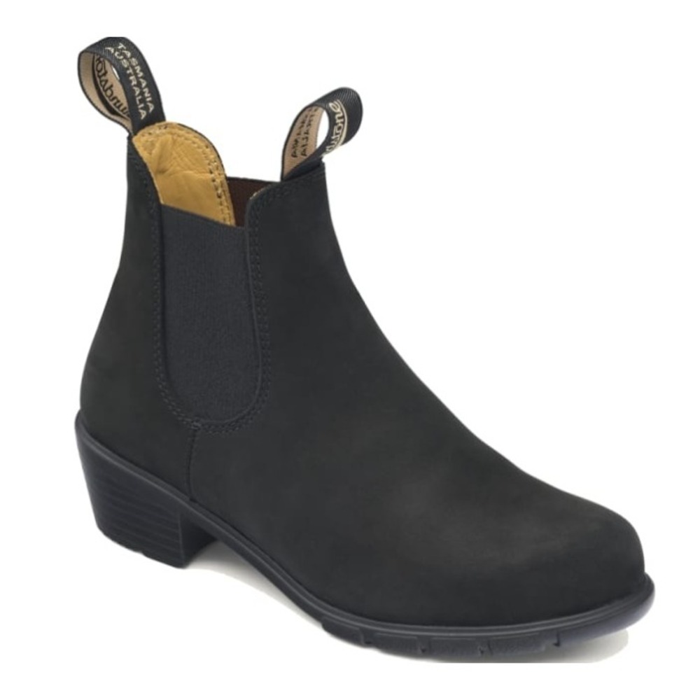 Blundstone 1671 Womens Heeled Chelsea Boots Black Nubuck Leather Ankle Boot 8.5